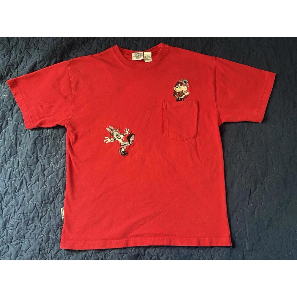 Vintage Acme clothing 1995 Looney Tunes Embroidered Red Bugs Bunny Taz Small